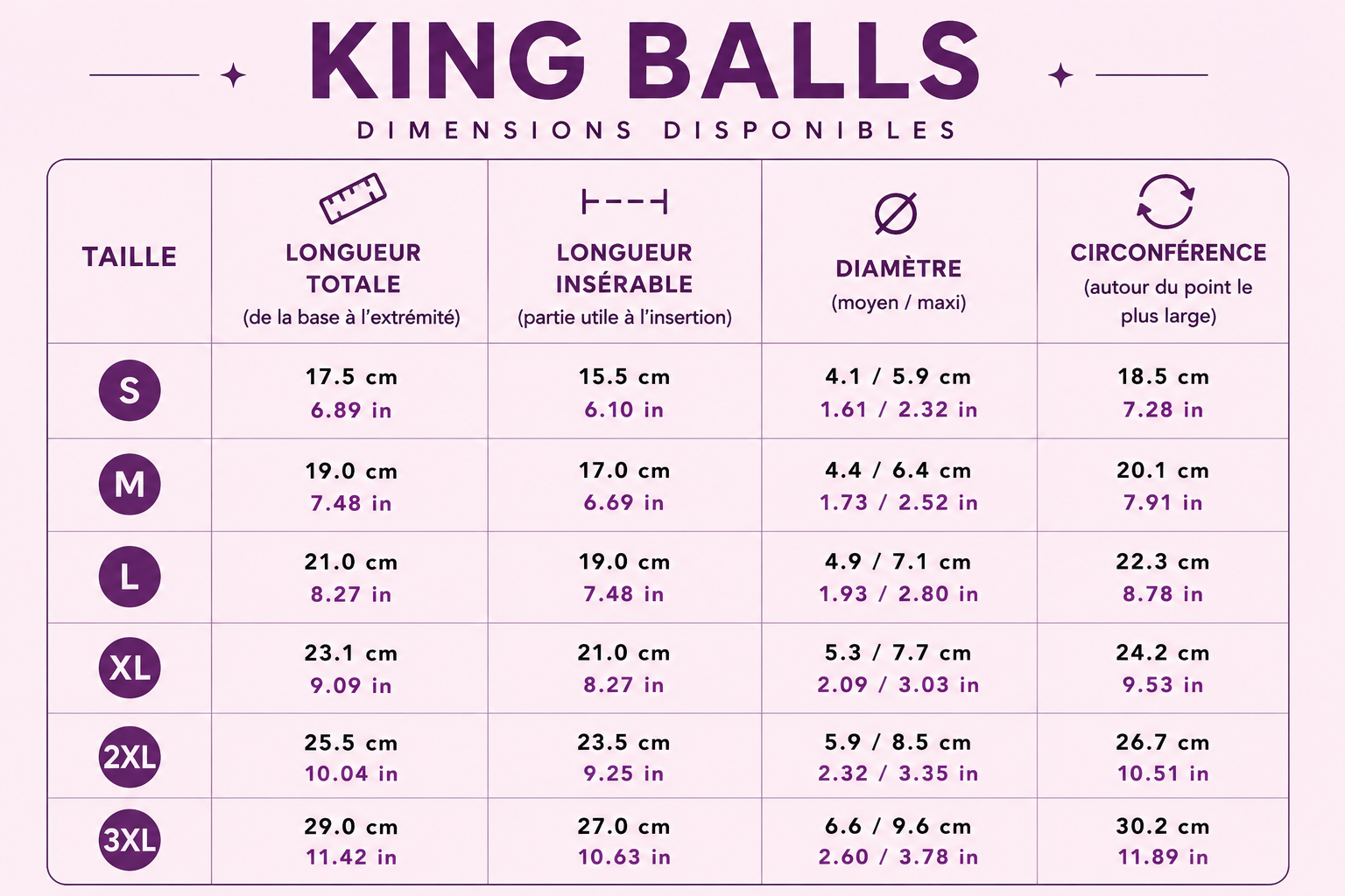 Tableau dimensions King-Balls