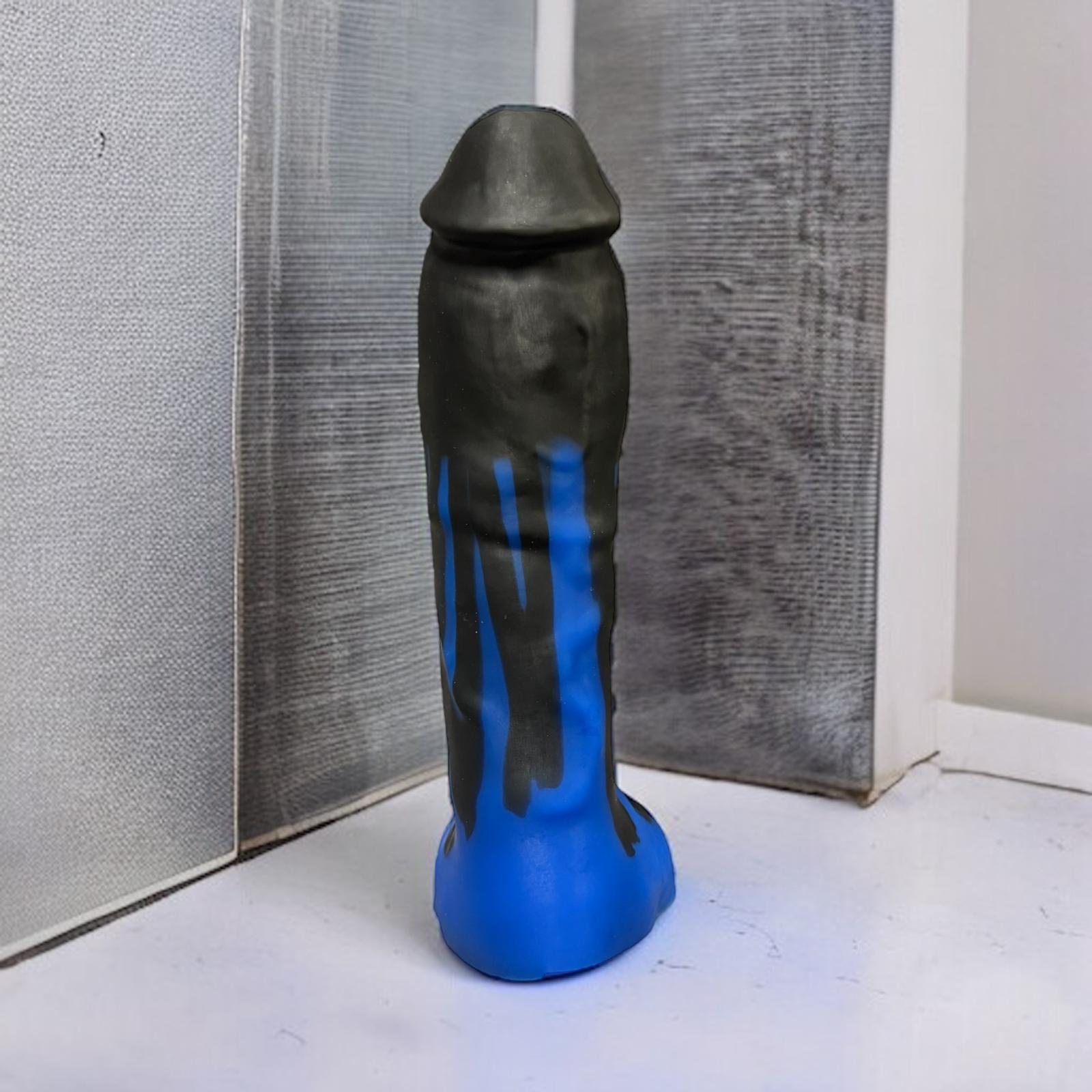 Gode Ardéchois en silicone bi-ton noir et bleu – You & Me FrenchToys