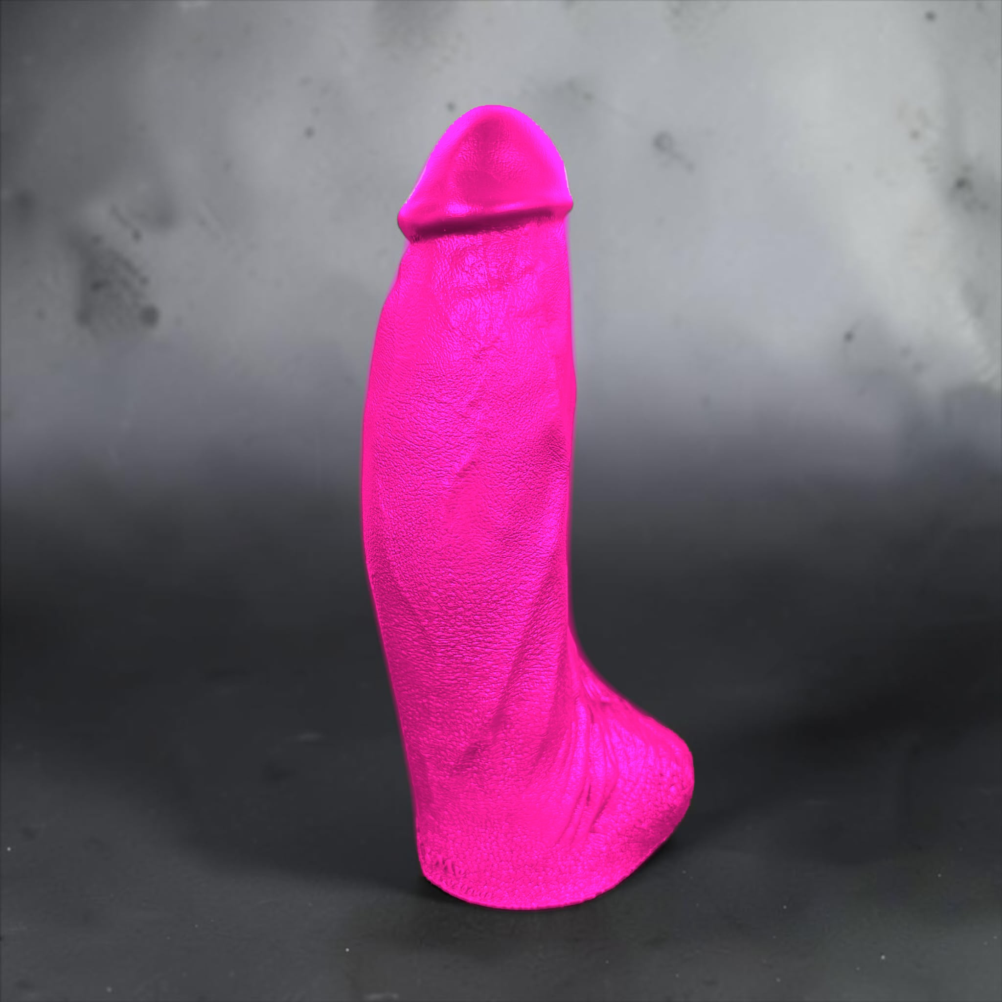 Gode Big Black Cock en silicone couleur personnalisée rose fuchsia, vue de face