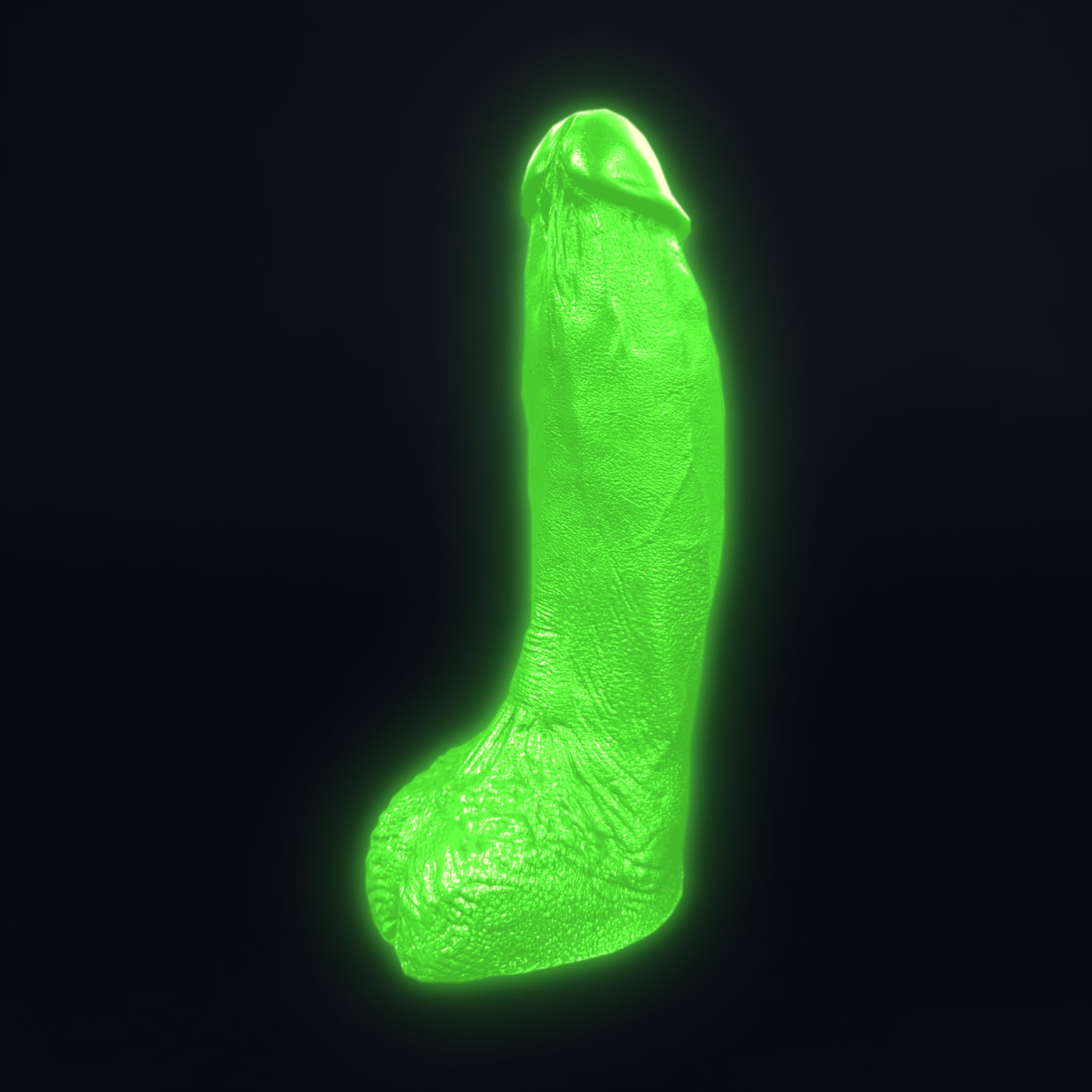 Le Big Black & White Cock – gode phosphorescent vert de nuit