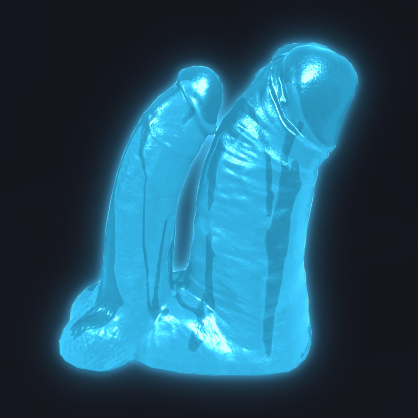 Le Duo Passion – gode phosphorescent bleu de nuit