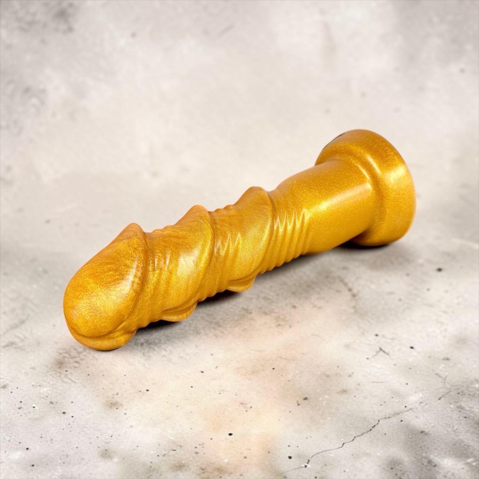 Le HeadBanger – gode silicone or métallisé, allongé