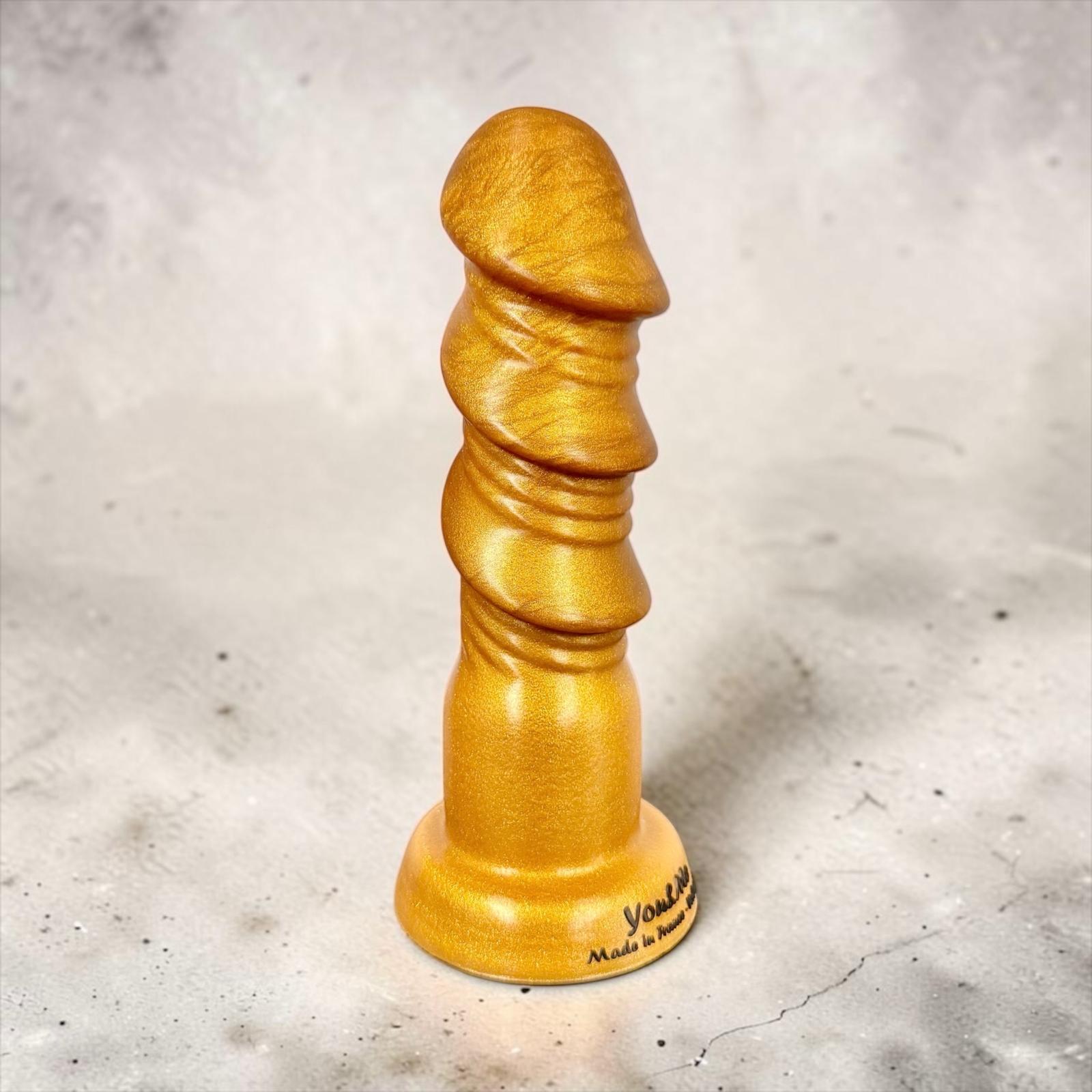 Le HeadBanger – gode silicone or métallisé