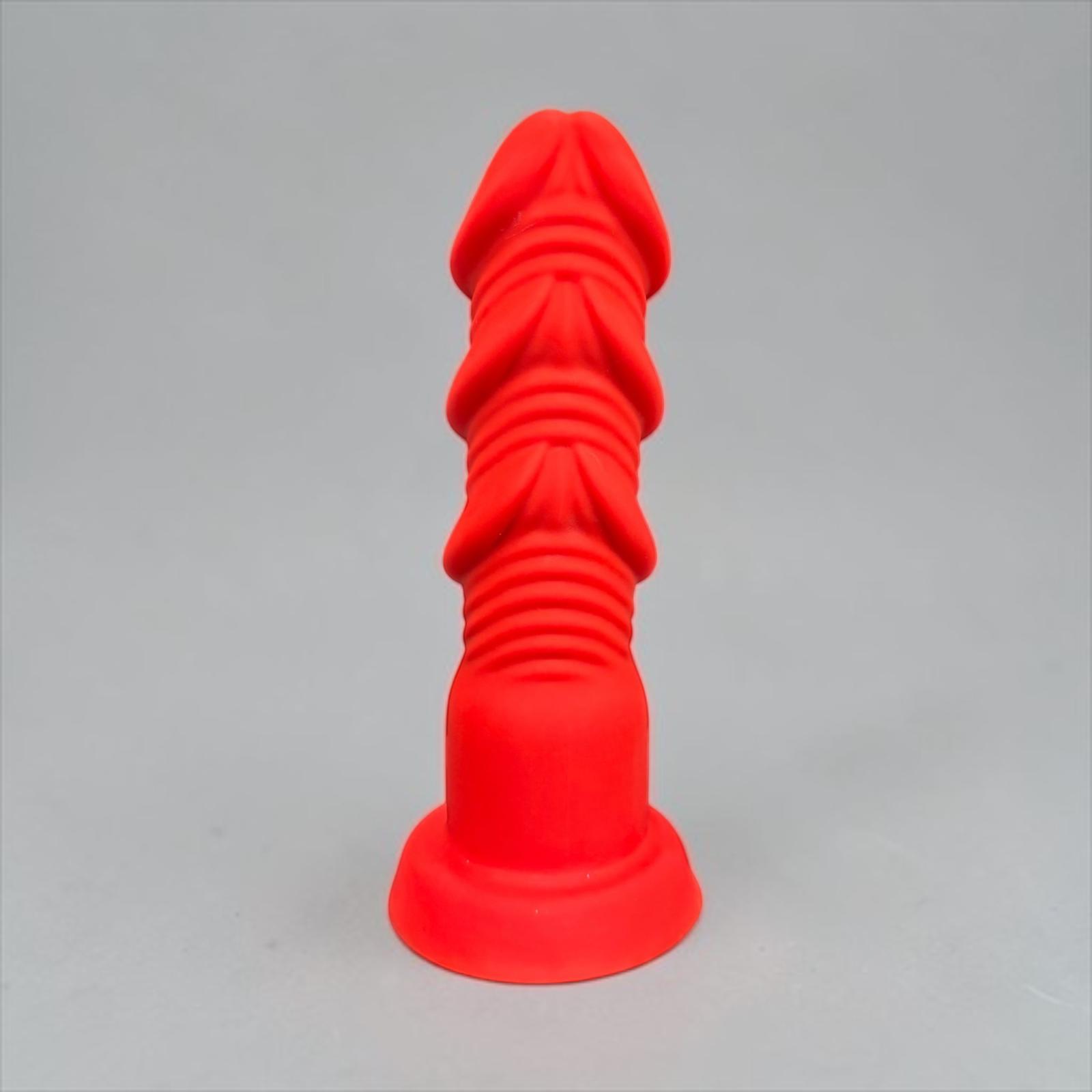 Gode HeadBanger en silicone rouge, vue de profil – You & Me FrenchToys